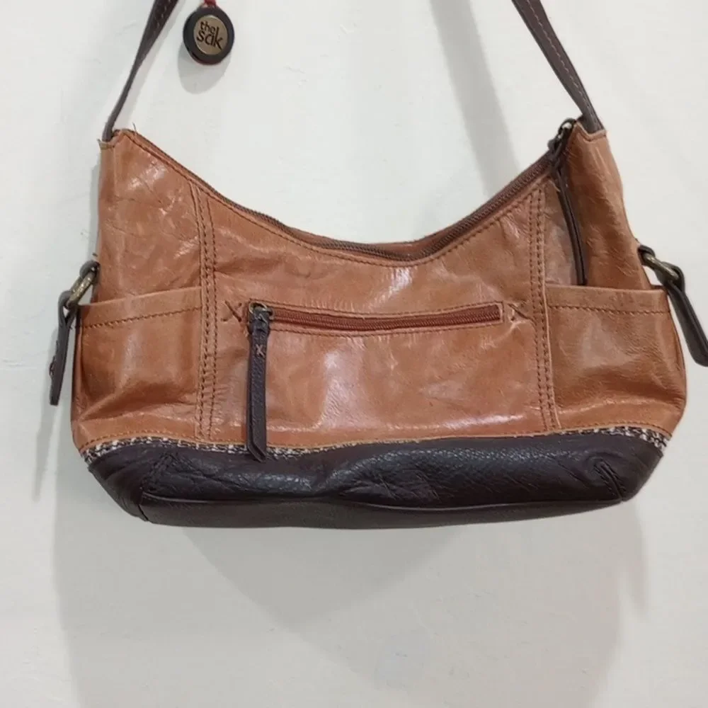 The Sak Kendra Multi Pocket Brown Leather Hobo Shoulder Handbag Satchel Purse